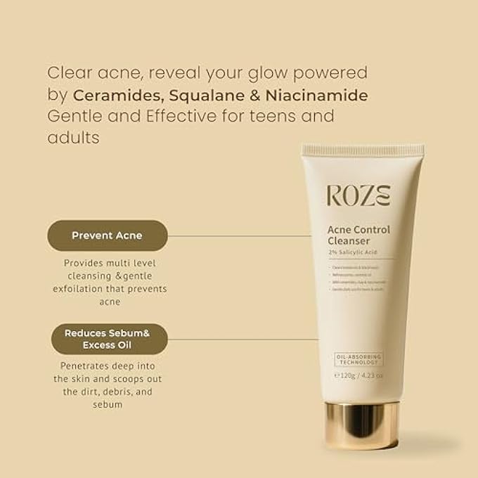 ROZE ACNE CONTROL CLEANSER | FOR TEEN & ADULT | FOR OILY OR ACNE PRONE SKIN - Image 2